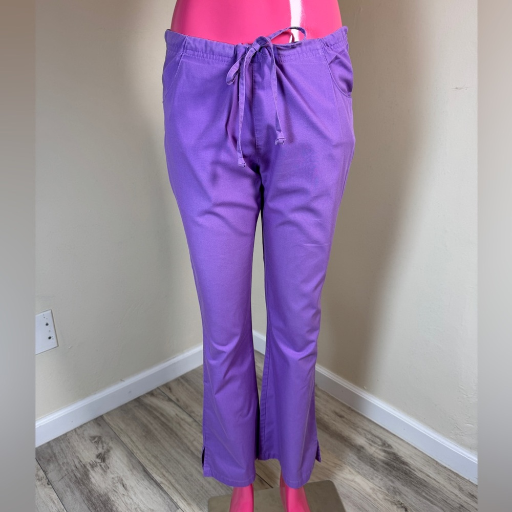 Dickies Purple Scrub Pants XS Straight Leg Drawstring Cotton Blend